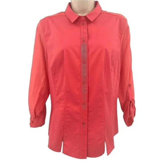 Elie Tahari Womens Top L Coral Office Career Preppy Minimalist Silk Blend Staple - Picture 2 of 6